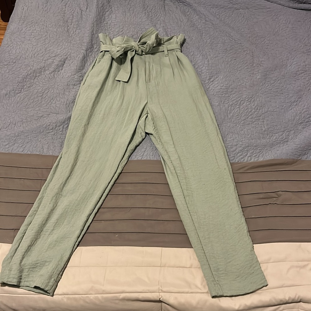 Women's Sage Green High-Waisted Pants
